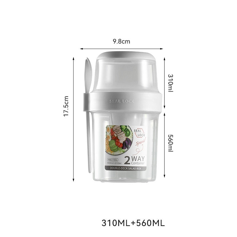 Portable Breakfast Oatmeal Cereal Nut Yogurt Salad Cup Container Set With Fork Sauce Cup Lid Bento Food Bowl Kitchen Lunch Box – Image 11 - Image 12