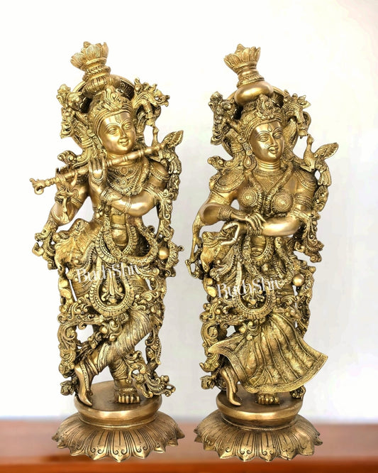Divine Brass Radha Krishna Idols - 26 Inches - Sama Homes Idol - Brass Sculpture