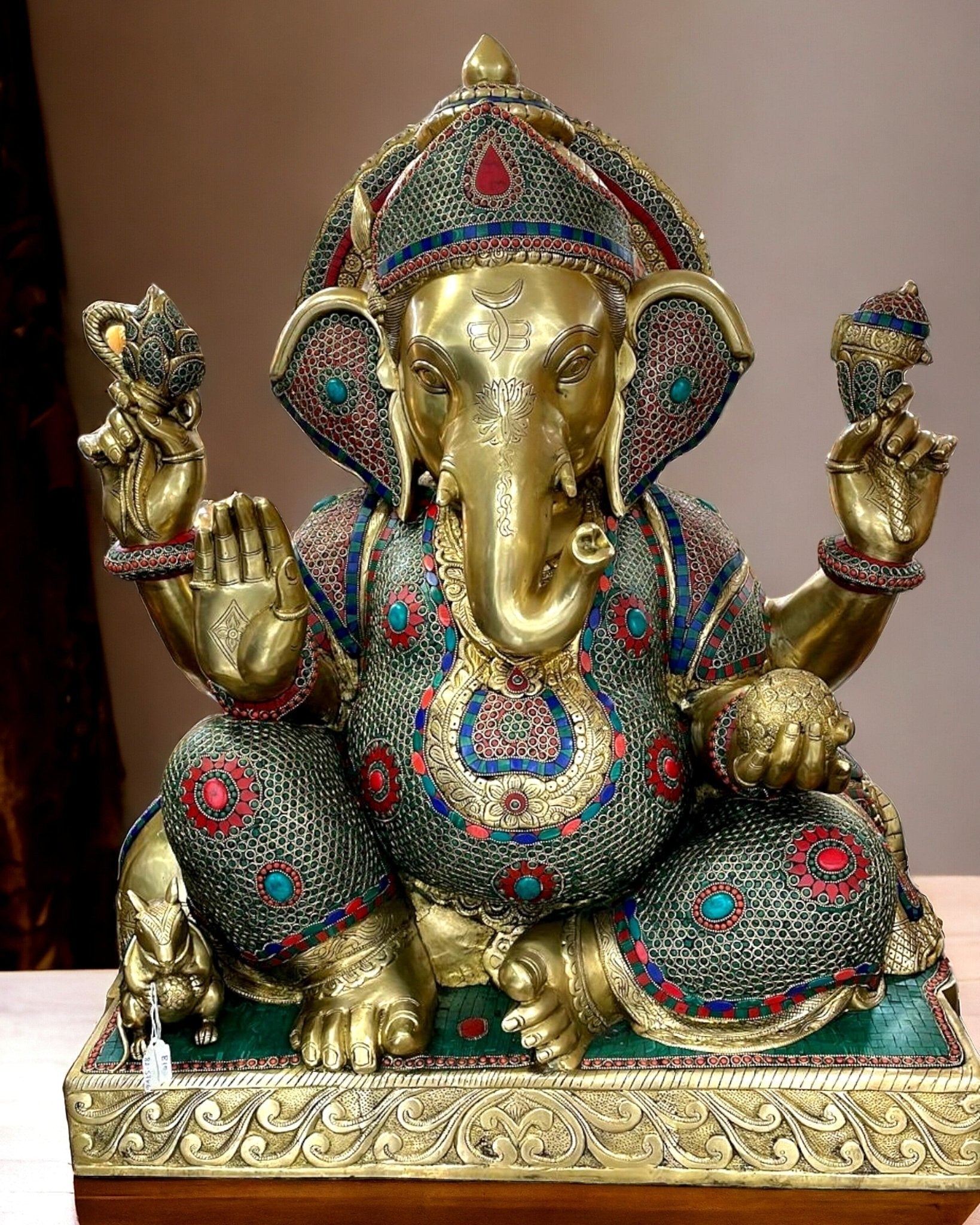 Divine Majesty: Brass Large Lord Ganesha Statue 33" - Sama Homes Idol - Brass Sculpture - Eco-friendly - Sama Homes
