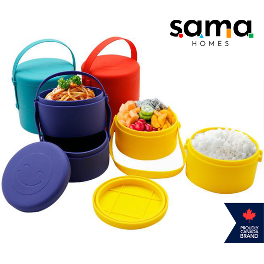 Silicone Bento Lunch box double Layer 2 Compartments - 1400 ML | Leak-Proof & Microwave/Oven/Refrigerator Safe