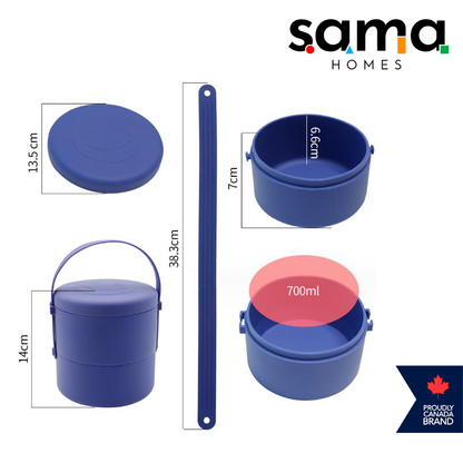 Silicone Bento Lunch box double Layer 2 Compartments - 1400 ML | Leak-Proof & Microwave/Oven/Refrigerator Safe