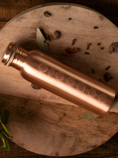 SAMA Homes 7-Chakra Engraved Pure Copper Water Bottle (1L) – Unlined Ayurvedic Hydration by Sama Homes - Sustainable Living (View 5)