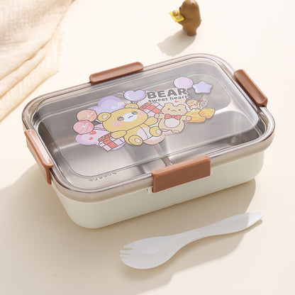 304 Stainless Steel Lunch Box Students Divided Into Lunch Box Three Grids – Image 9
