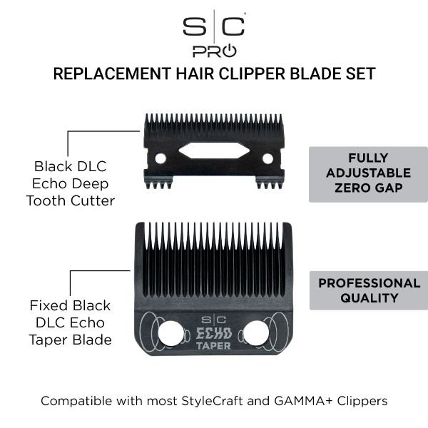 Stylecraft Echo Taper Black DLC Clipper Blade + Deep Tooth Cutter Set by StyleCraft - Sustainable Living (View 5)