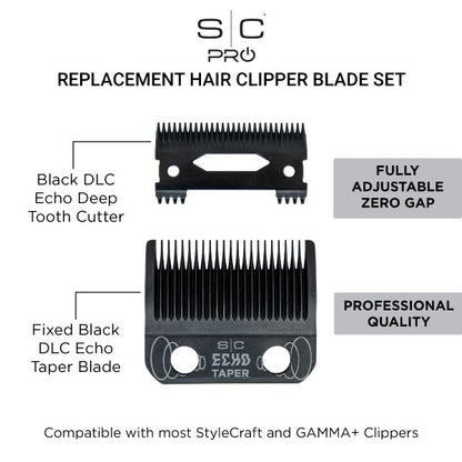 Stylecraft Echo Taper Black DLC Clipper Blade + Deep Tooth Cutter Set by StyleCraft - Sustainable Living (View 5)
