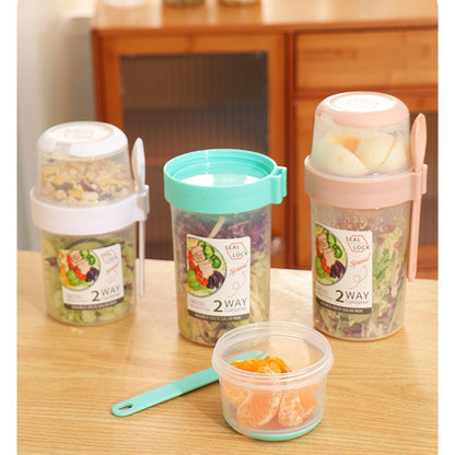 Portable Breakfast Oatmeal Cereal Nut Yogurt Salad Cup Container Set With Fork Sauce Cup Lid Bento Food Bowl Kitchen Lunch Box – Image 3