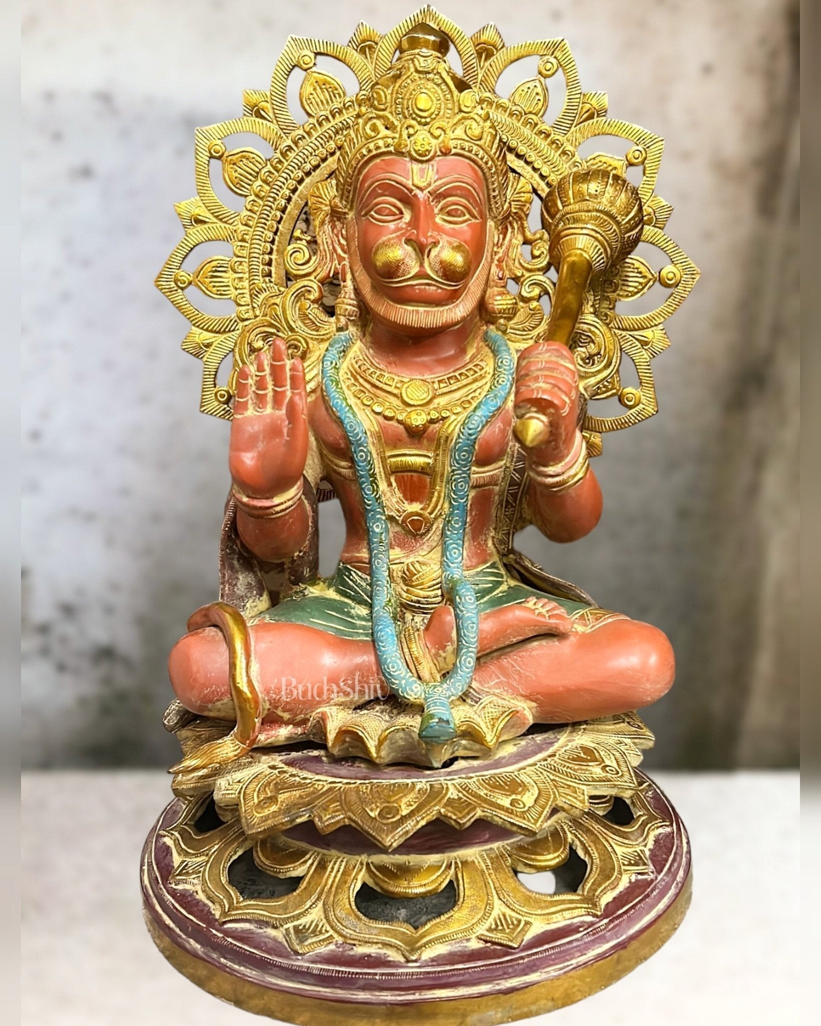 Elegant Brass Lord Hanuman Statue - 18 inch - Sama Homes Idol - Brass Sculpture - Eco-friendly - Sama Homes