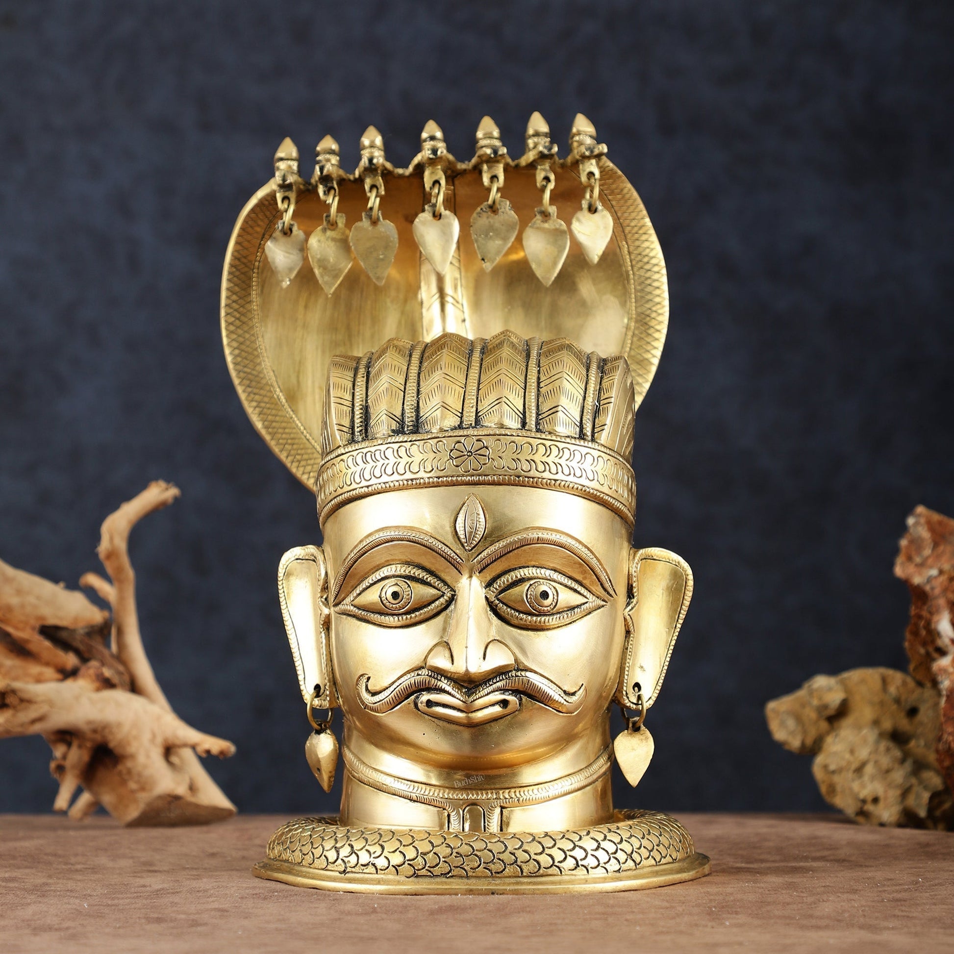 Elegant Brass Shiva with Mukhalingam and Naga Aura Statue – 13" Height - Sama Homes Idol - Brass Sculpture - Eco-friendly - Sama Homes