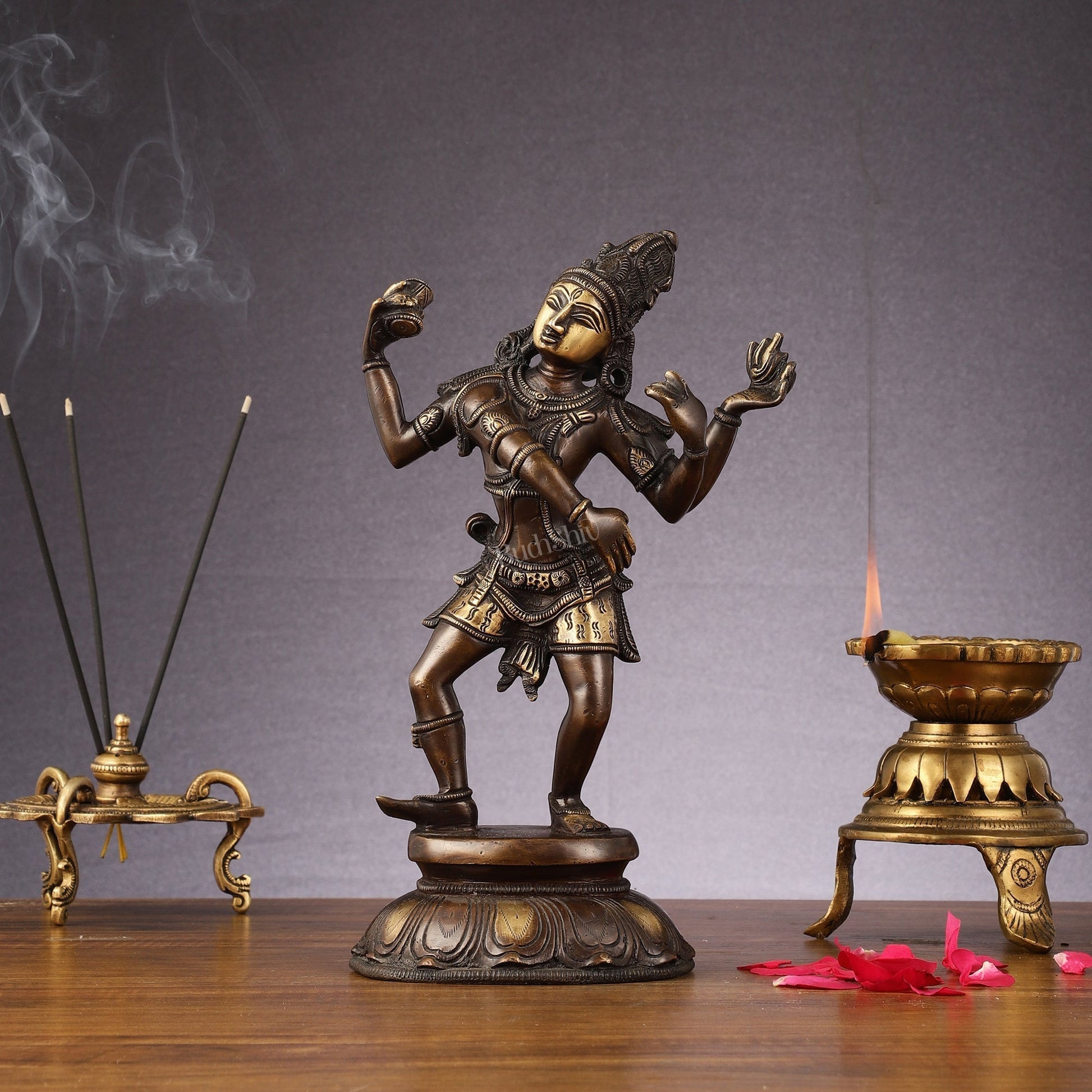 Eternal Dance: Pure Brass Dancing Shiva Statue - 11-Inch - Sama Homes Idol - Brass Sculpture - Eco-friendly - Sama Homes
