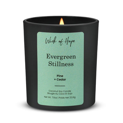 Evergreen Stillness Candle | Pine + Cedar by Wick of Hope - Full Size Candle