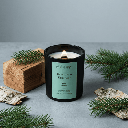 Evergreen Stillness Candle | Pine + Cedar by Wick of Hope - Full Size Candle (View 2)