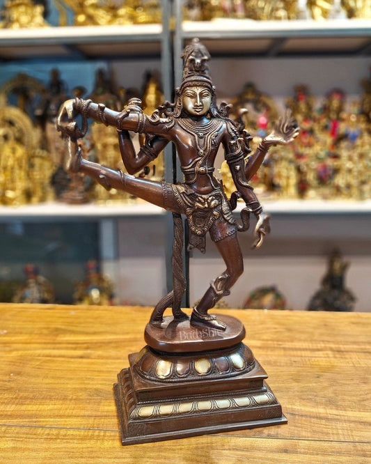Exquisite 18-Inch Brass Dancing Shiva Nataraja Idol - Sama Homes Idol - Brass Sculpture