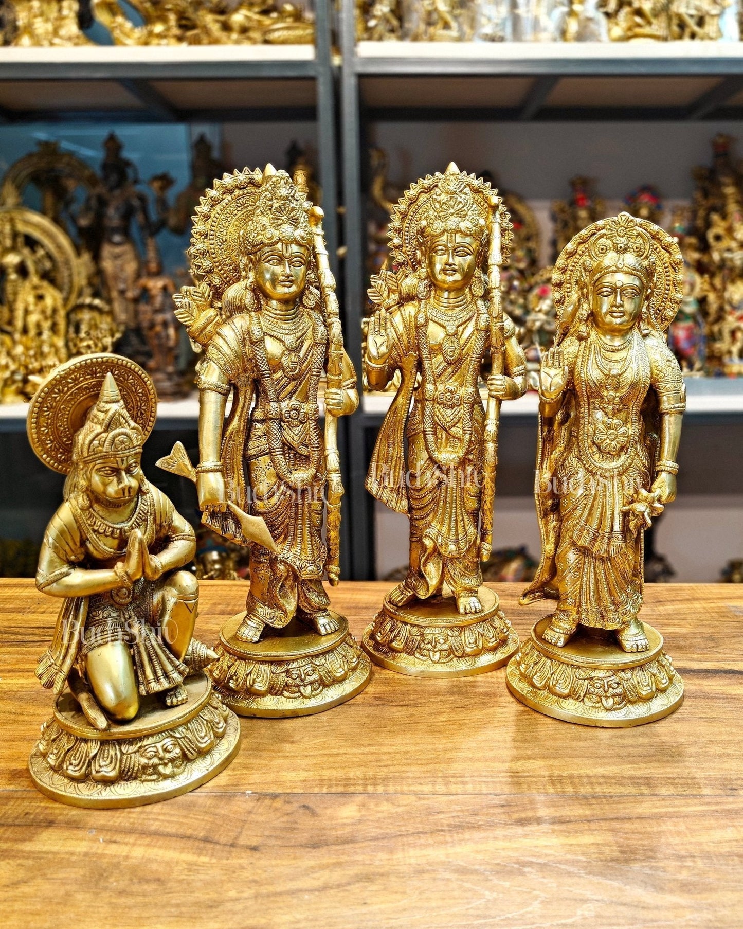 Exquisite Brass Ram Darbar Idols Set - 16" - Sama Homes Idol - Brass Sculpture