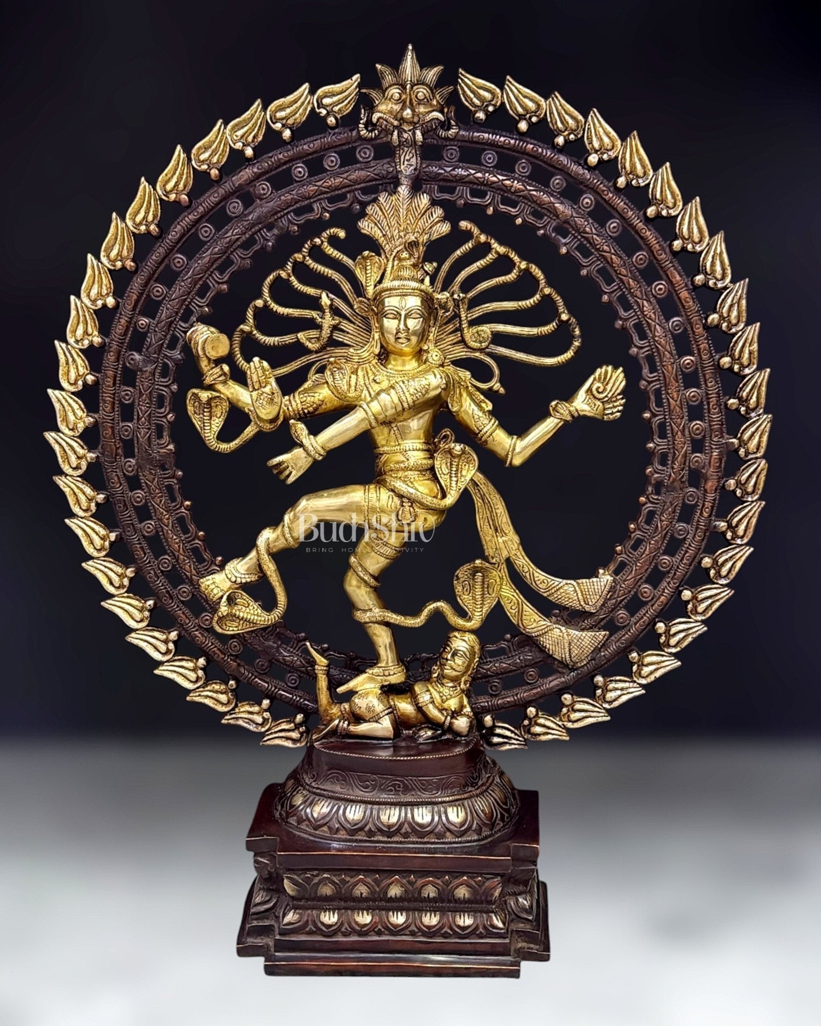 Exquisite Nataraja Brass Statue with dual tone finish  - 25" Height - Sama Homes Idol - Brass Sculpture - Eco-friendly - Sama Homes