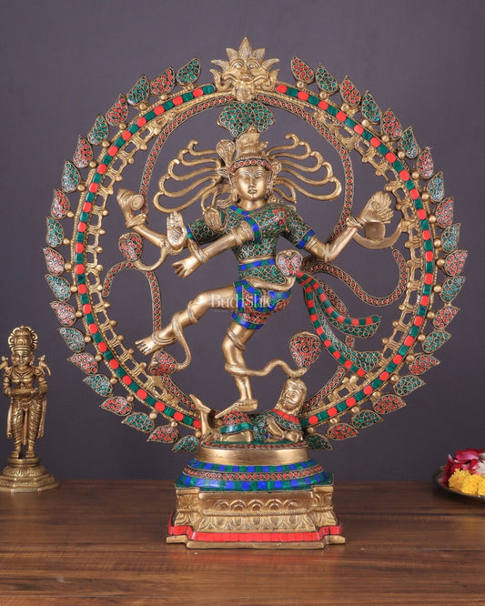 Exquisite Nataraja Brass Statue with OM - 25" Height - Sama Homes Idol - Brass Sculpture