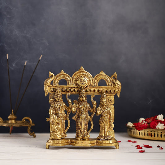 Sama Homes-exquisite pure brass ram darbar perfect size for home temples 7 5 inch