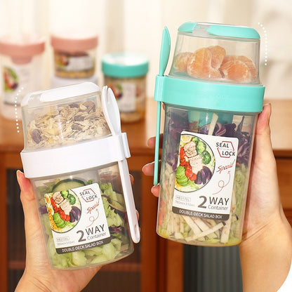 Portable Breakfast Oatmeal Cereal Nut Yogurt Salad Cup Container Set With Fork Sauce Cup Lid Bento Food Bowl Kitchen Lunch Box – Image 2