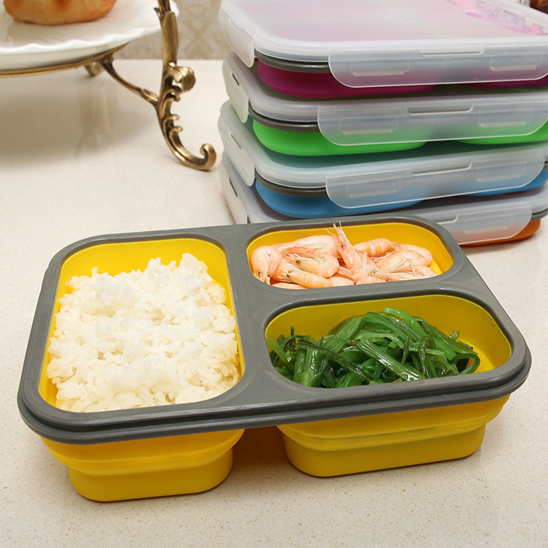 Outdoor Tableware Silicone Folding Lunch Box Portable Sealed Lunch – Sama Homes