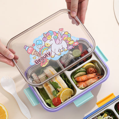 304 Stainless Steel Lunch Box Students Divided Into Lunch Box Three Grids – Image 2