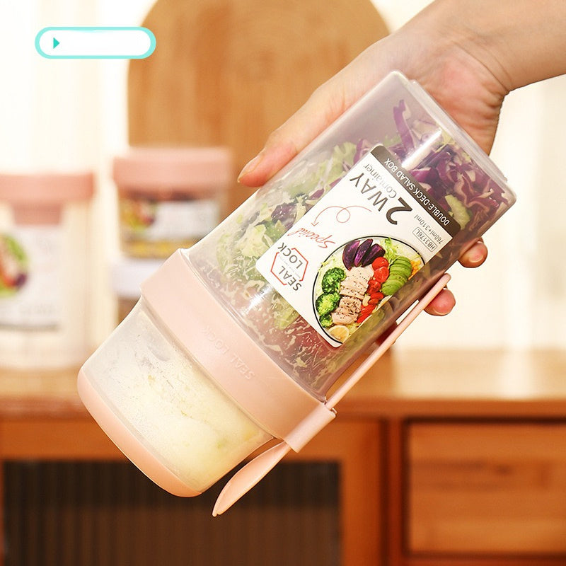 Portable Breakfast Oatmeal Cereal Nut Yogurt Salad Cup Container Set With Fork Sauce Cup Lid Bento Food Bowl Kitchen Lunch Box – Image 5
