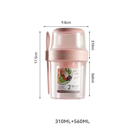 Portable Breakfast Oatmeal Cereal Nut Yogurt Salad Cup Container Set With Fork Sauce Cup Lid Bento Food Bowl Kitchen Lunch Box – Image 7