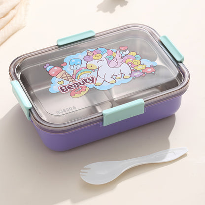304 Stainless Steel Lunch Box Students Divided Into Lunch Box Three Grids – Image 6