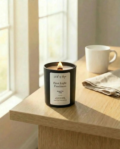 First Light Freshness Candle | Green Tea + Pear by Wick of Hope - Full Size Candle (View 5)
