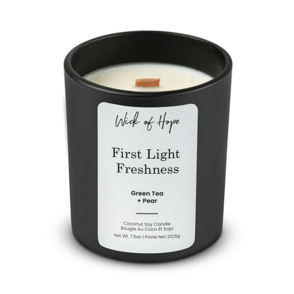 First Light Freshness Candle | Green Tea + Pear by Wick of Hope - Full Size Candle (View 3)