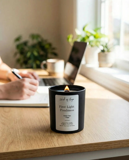 First Light Freshness Candle | Green Tea + Pear by Wick of Hope - Full Size Candle (View 6)
