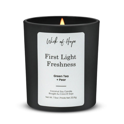 First Light Freshness Candle | Green Tea + Pear by Wick of Hope - Full Size Candle
