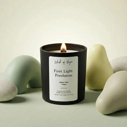 First Light Freshness Candle | Green Tea + Pear by Wick of Hope - Full Size Candle (View 2)