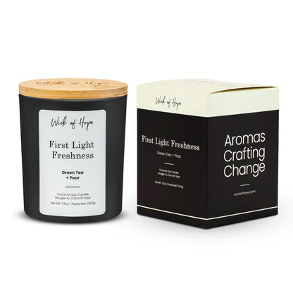 First Light Freshness Candle | Green Tea + Pear by Wick of Hope - Full Size Candle (View 4)