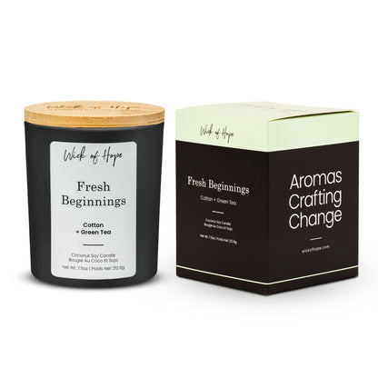 Fresh Beginnings Candle | Cotton + Green Tea by Wick of Hope - Full Size Candle (View 4)