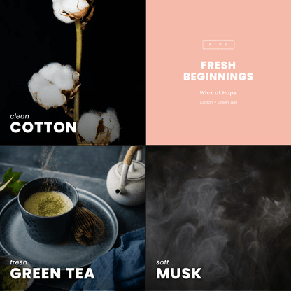 Fresh Beginnings Candle | Cotton + Green Tea by Wick of Hope - Full Size Candle (View 7)