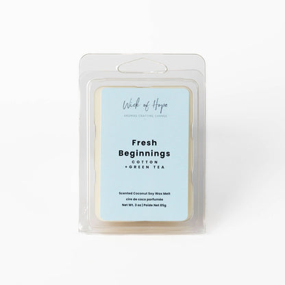 Fresh Beginnings Wax Melt | Cotton + Green Tea by Wick of Hope - Wax Melt