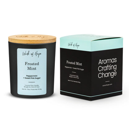 Frosted Mint Candle | Peppermint + Sweet Pink Sugar by Wick of Hope - Full Size Candle (View 3)