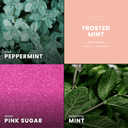 Frosted Mint Candle | Peppermint + Sweet Pink Sugar by Wick of Hope - Full Size Candle (View 7)