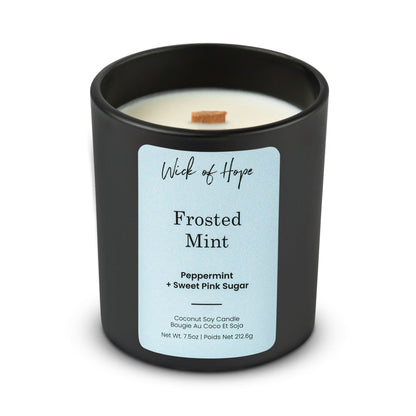 Frosted Mint Candle | Peppermint + Sweet Pink Sugar by Wick of Hope - Full Size Candle (View 4)