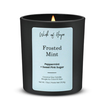 Frosted Mint Candle | Peppermint + Sweet Pink Sugar by Wick of Hope - Full Size Candle