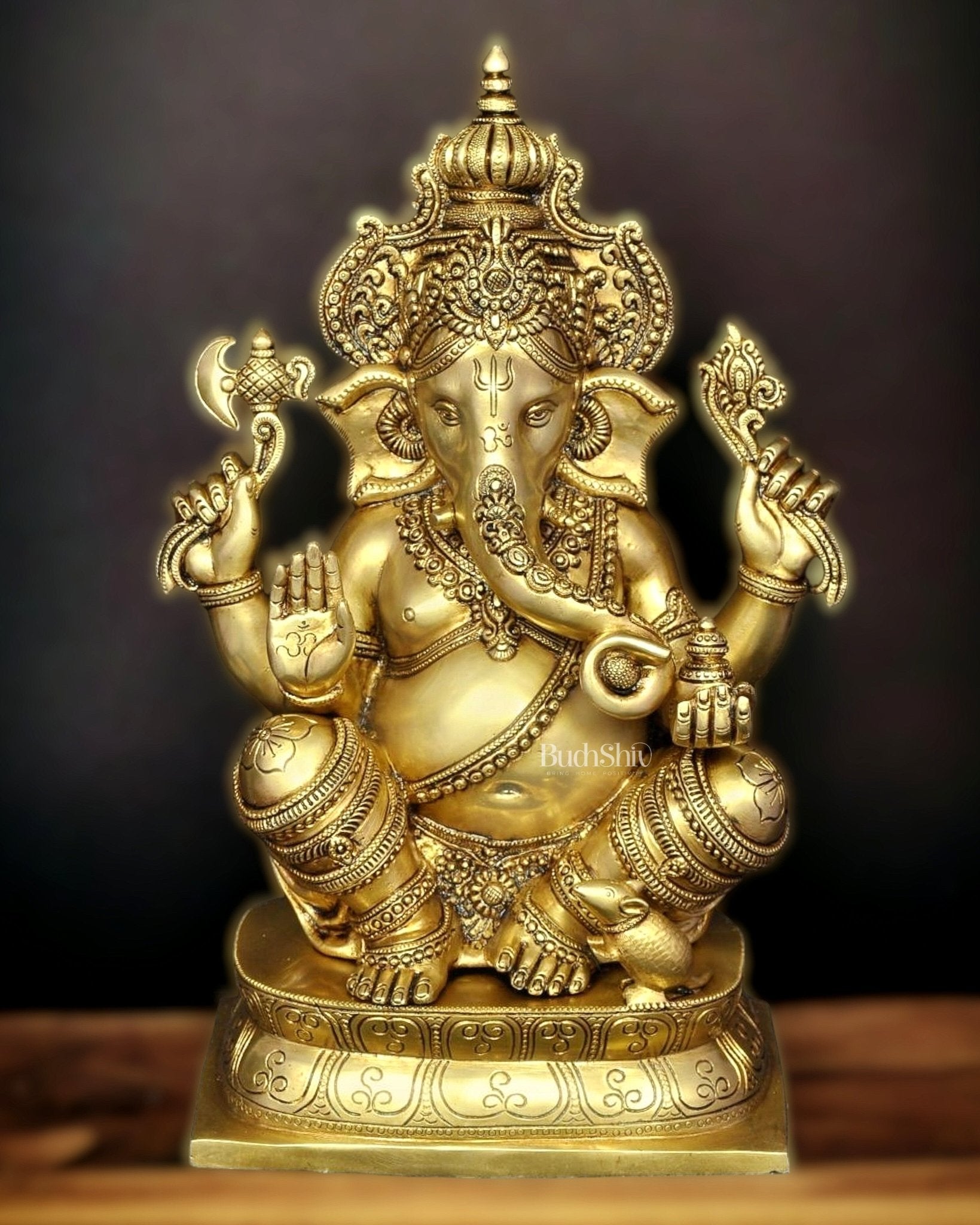 Ganesh Brass idol 16 inch - Sama Homes Idol - Brass Sculpture - Eco-friendly - Sama Homes