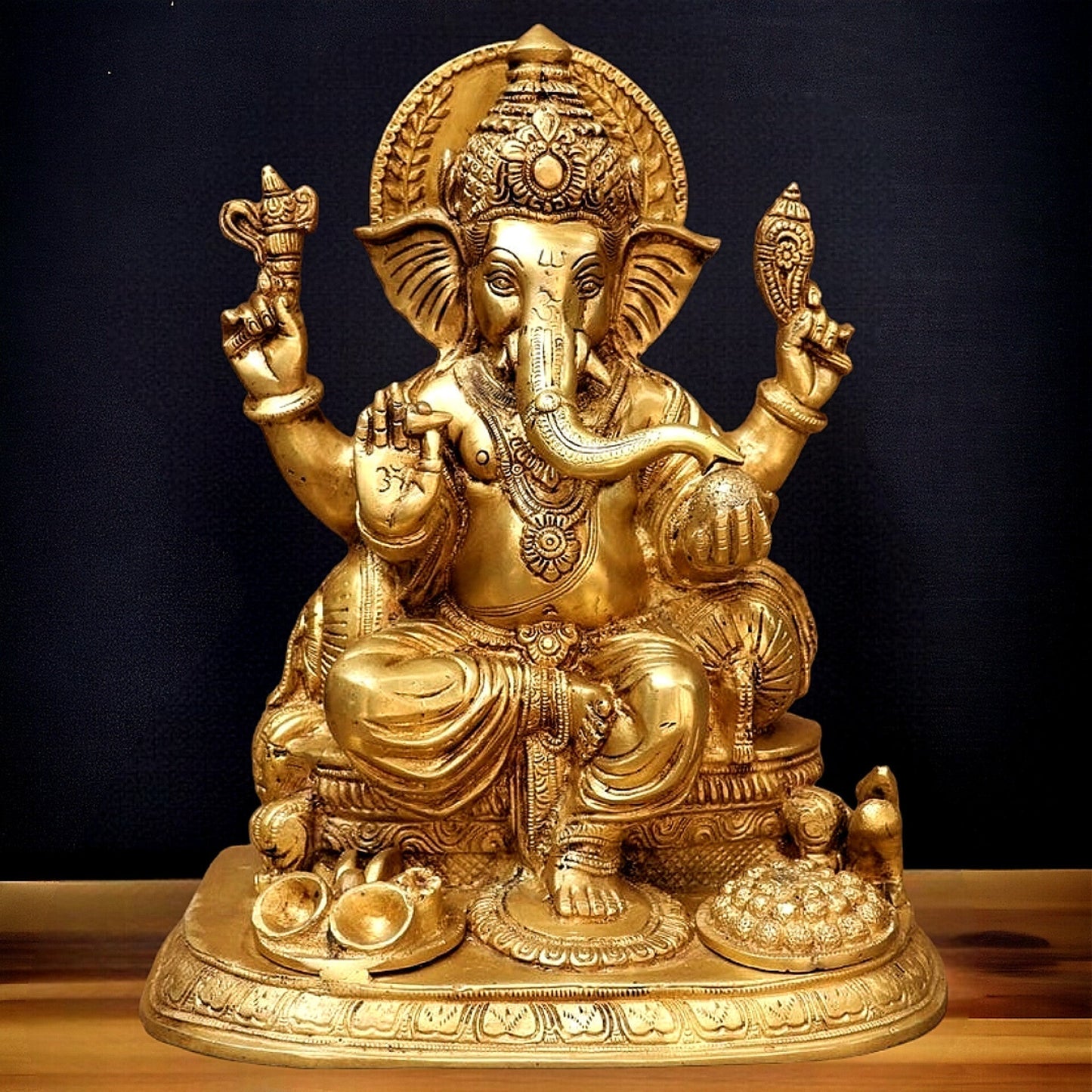 Ganesha Brass statue 13 inch - Sama Homes Idol - Brass Sculpture