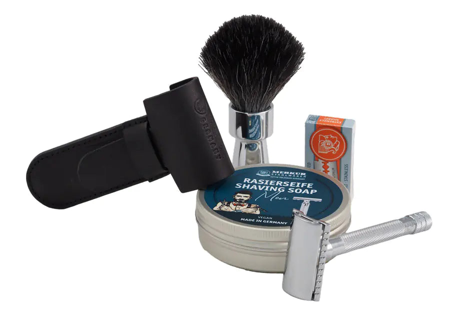 The Merkur Heritage Collection – Complete 5-Piece Wet Shaving Set with Platinum Blades - Eco-friendly - Sama Homes