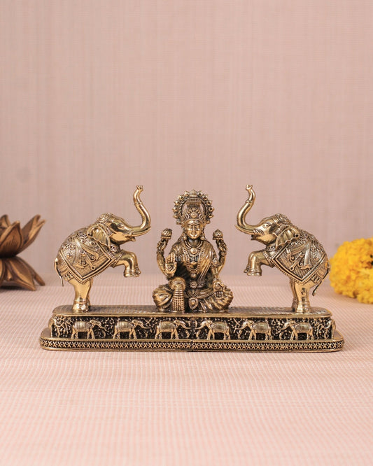 Goddess Gajalakshmi Brass Superfine Intricate Idol - Sama Homes Idol - Brass Sculpture