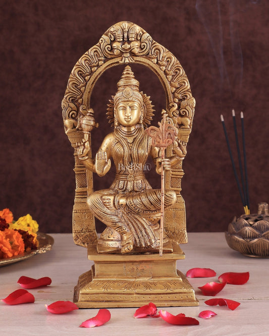 Goddess Rajarajeshwari tripura Sundari Brass Idol – 10" - Sama Homes Idol - Brass Sculpture