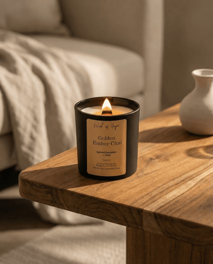 Golden Ember Chai Candle | Spiced Pumpkin + Chai by Wick of Hope - Full Size Candle (View 6)