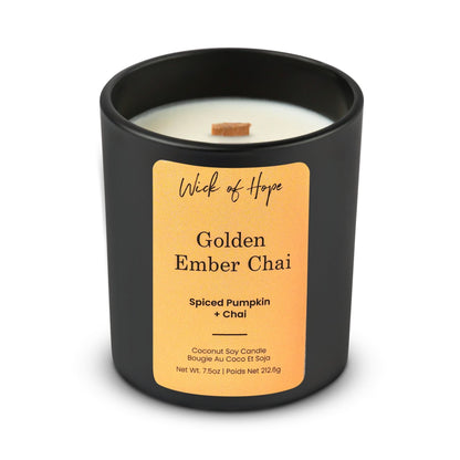 Golden Ember Chai Candle | Spiced Pumpkin + Chai by Wick of Hope - Full Size Candle (View 3)