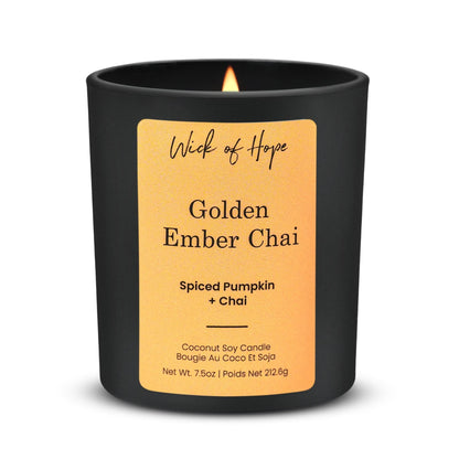 Golden Ember Chai Candle | Spiced Pumpkin + Chai by Wick of Hope - Full Size Candle