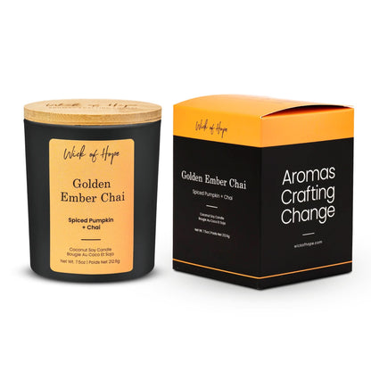 Golden Ember Chai Candle | Spiced Pumpkin + Chai by Wick of Hope - Full Size Candle (View 4)