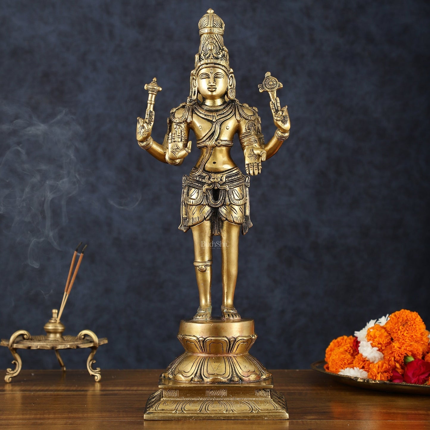 Handcrafted Brass Bhagawan Hari-Hara Statue – 16.5" Height, Divine Harmony - Sama Homes Idol - Brass Sculpture