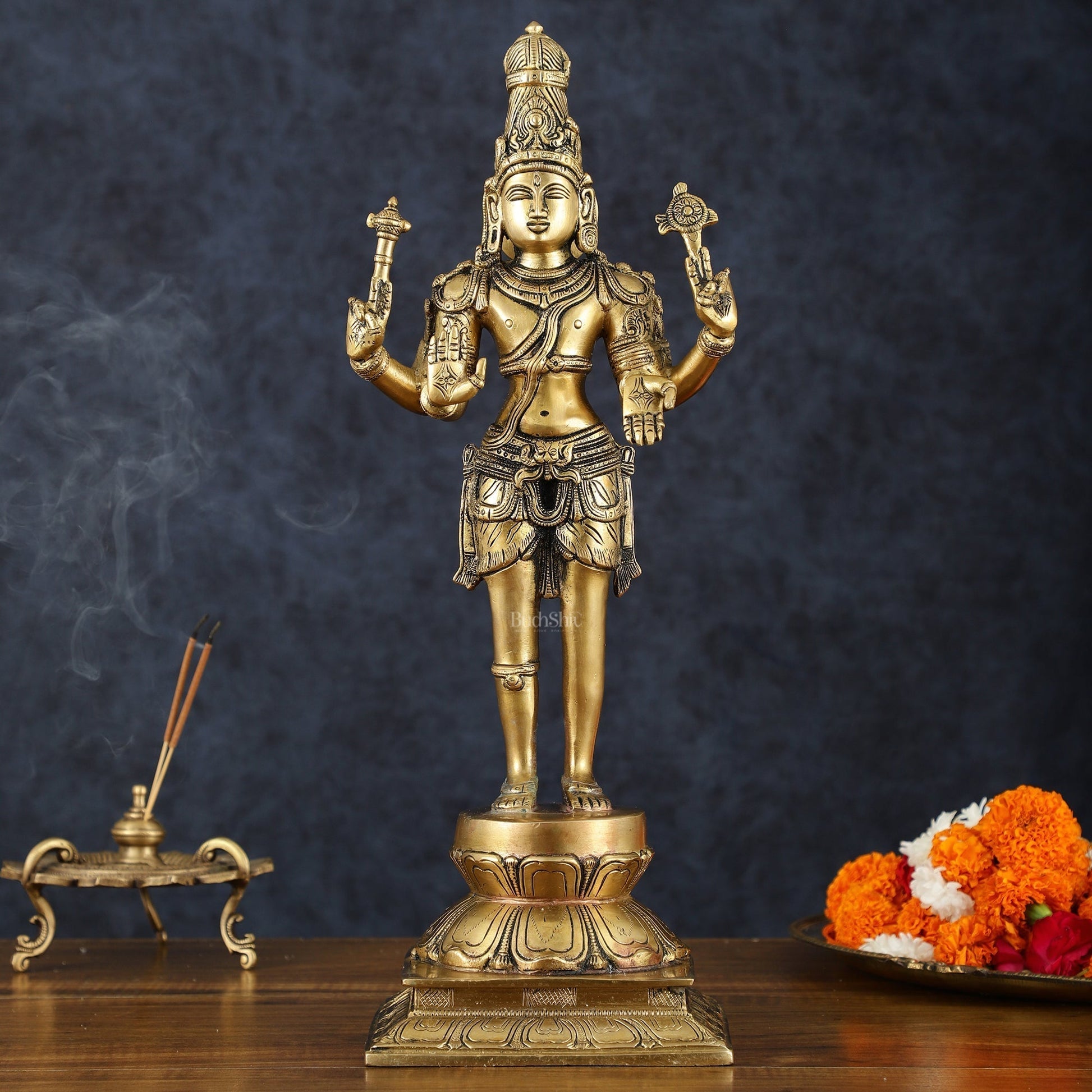 Handcrafted Brass Bhagawan Hari-Hara Statue – 16.5" Height, Divine Harmony - Sama Homes Idol - Brass Sculpture - Eco-friendly - Sama Homes